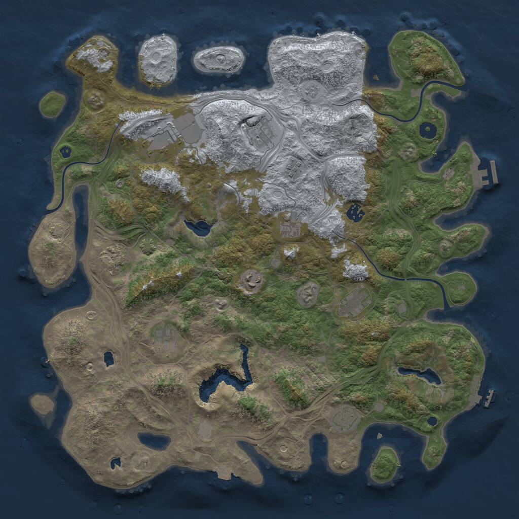 Rust Map: Procedural Map, Size: 4500, Seed: 1215923045, 16 Monuments