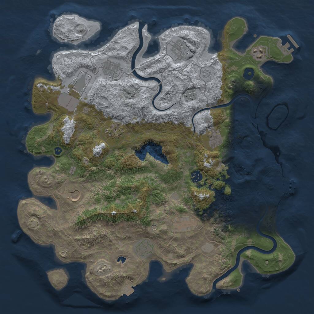 Rust Map: Procedural Map, Size: 4000, Seed: 182971460, 17 Monuments