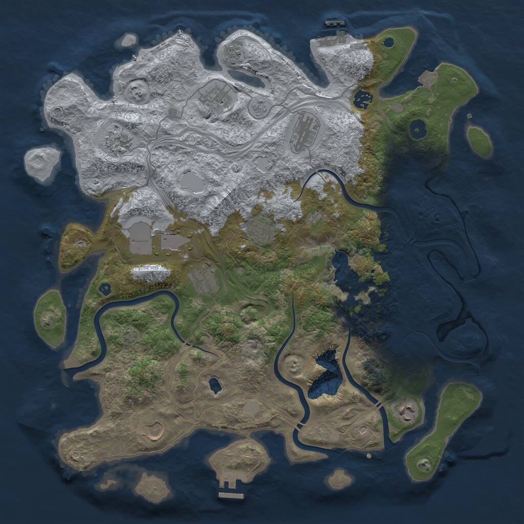 Rust Map: Procedural Map, Size: 4250, Seed: 591980536, 16 Monuments