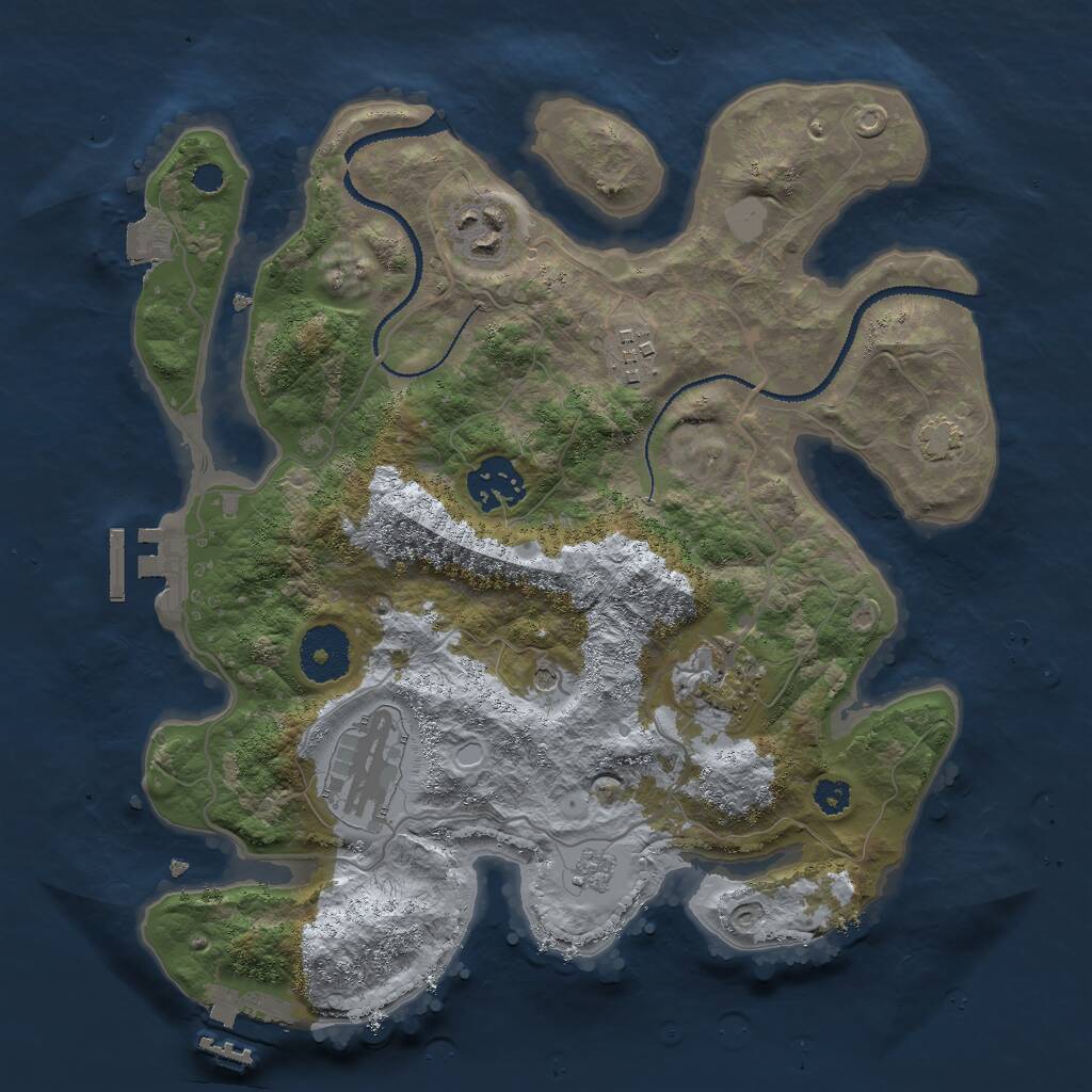 Rust Map: Procedural Map, Size: 3000, Seed: 741209697, 11 Monuments