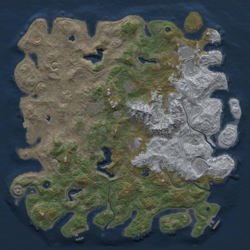 Rust Map: Procedural Map, Size: 5000, Seed: 17843, 16 Monuments