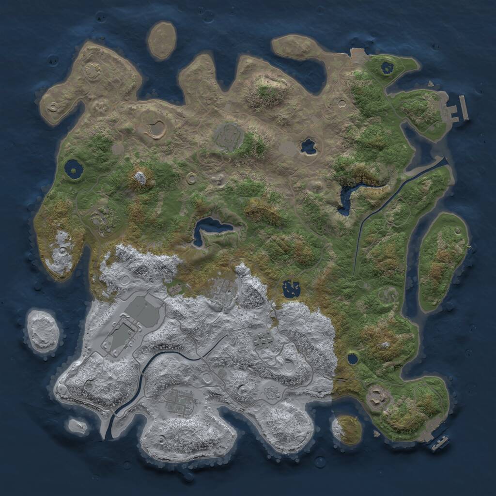 Rust Map: Procedural Map, Size: 4000, Seed: 249474107, 15 Monuments