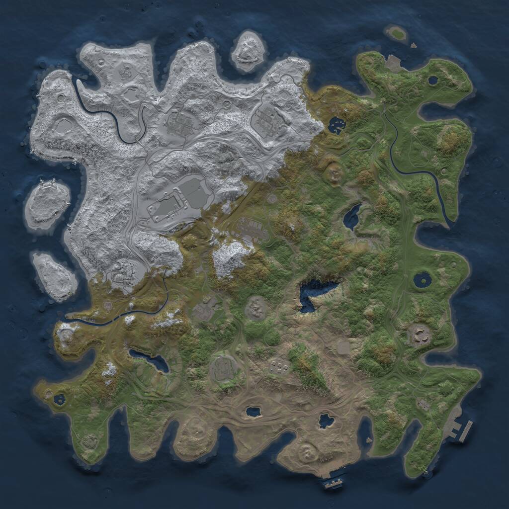 Rust Map: Procedural Map, Size: 4500, Seed: 24021107, 16 Monuments