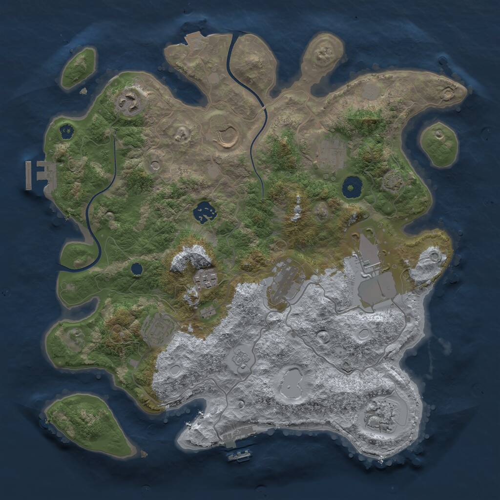 Rust Map: Procedural Map, Size: 3500, Seed: 85490223, 15 Monuments