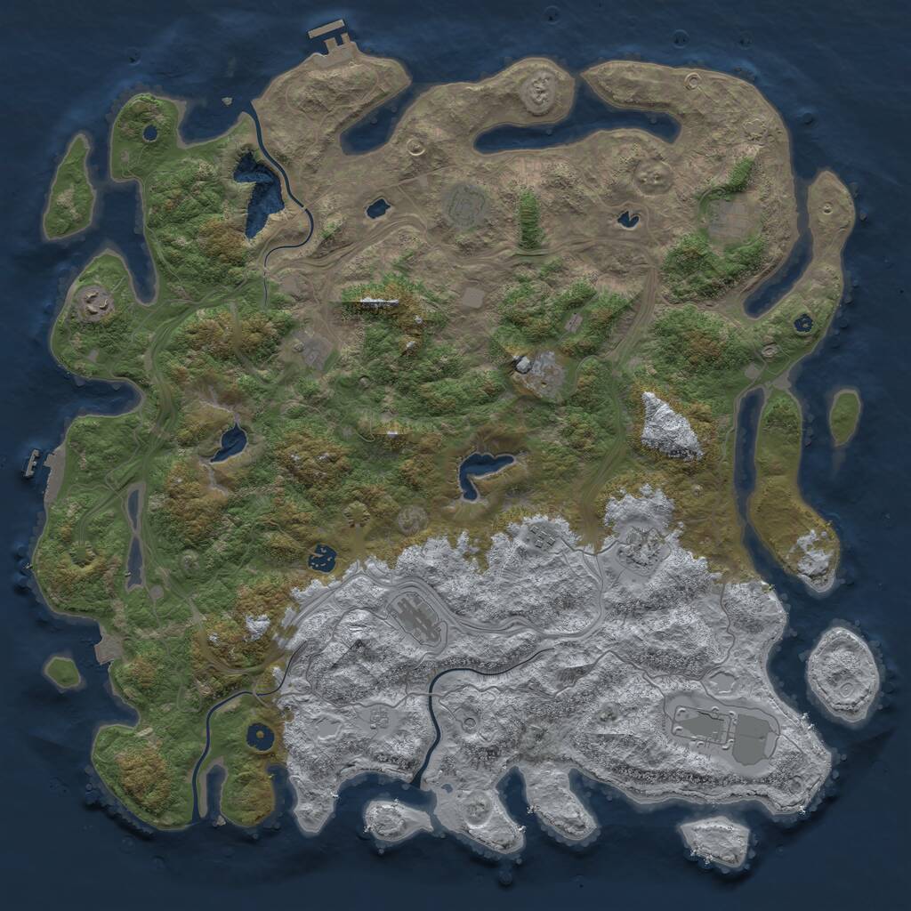 Rust Map: Procedural Map, Size: 4999, Seed: 904444444, 16 Monuments