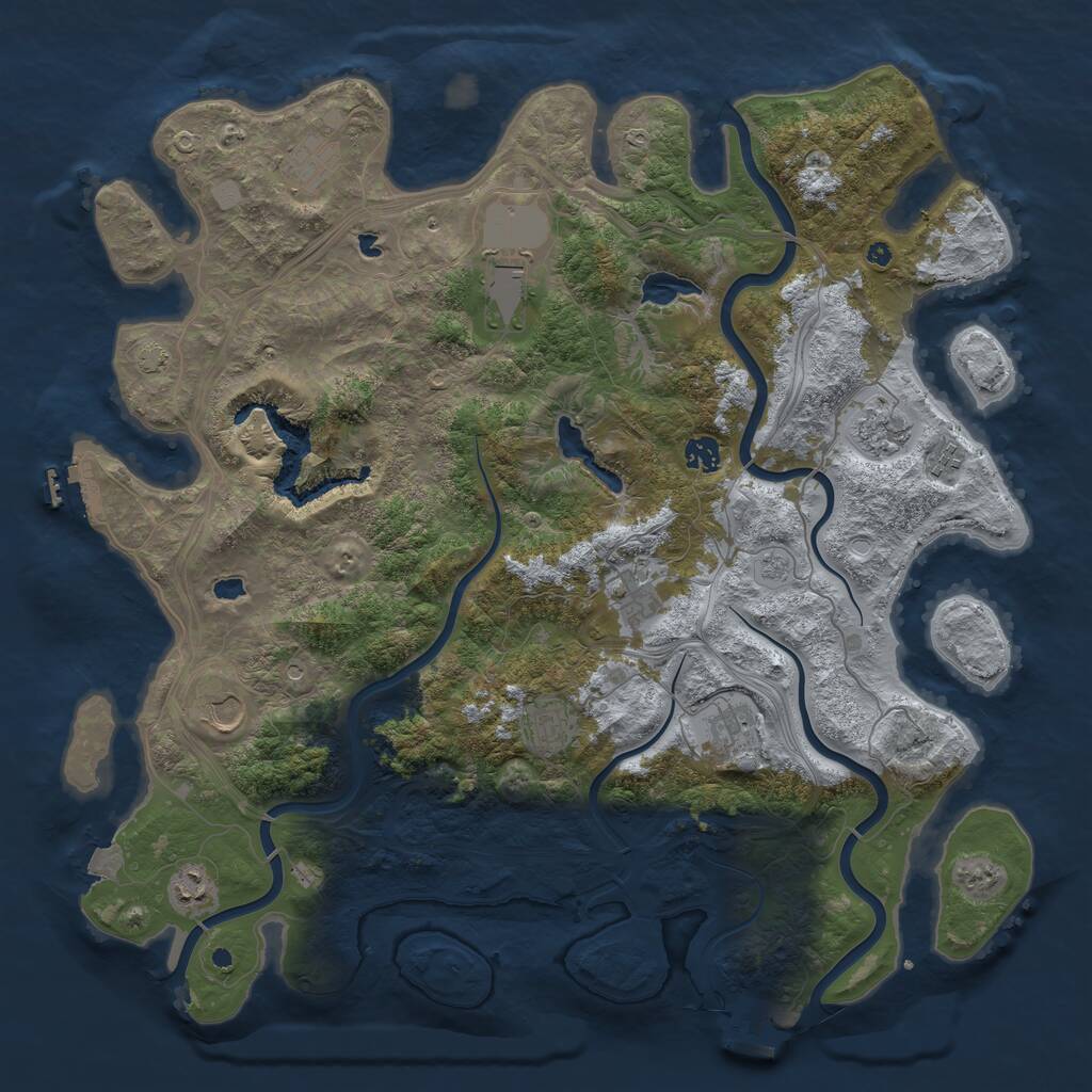 Rust Map: Procedural Map, Size: 4500, Seed: 567102406, 16 Monuments