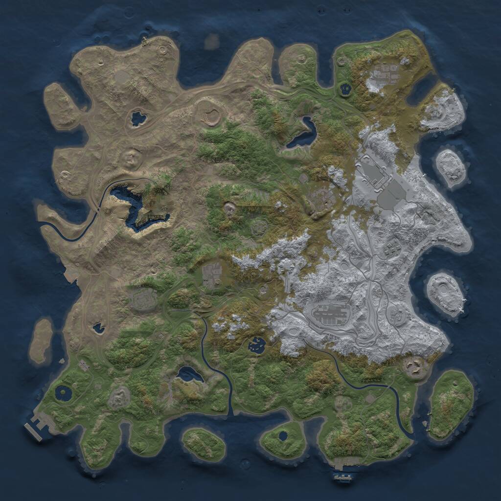 Rust Map: Procedural Map, Size: 4500, Seed: 567102406, 16 Monuments