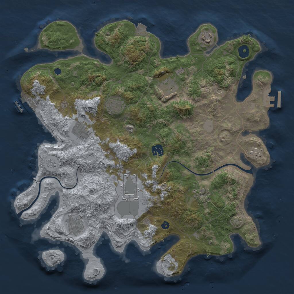 Rust Map: Procedural Map, Size: 3650, Seed: 83600756, 15 Monuments