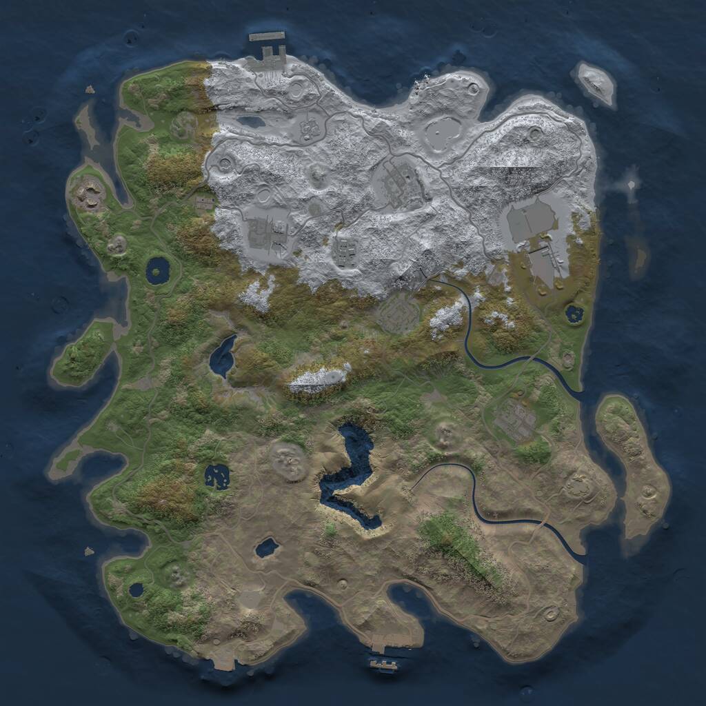 Rust Map: Procedural Map, Size: 4000, Seed: 69406464, 14 Monuments