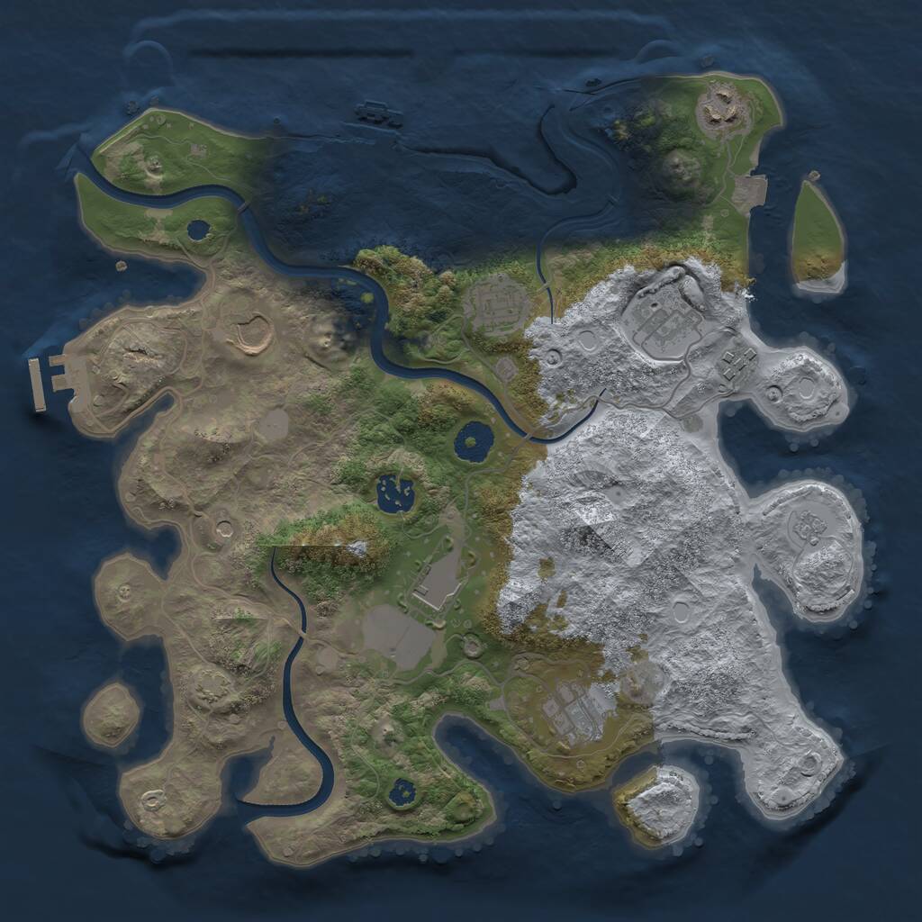 Rust Map: Procedural Map, Size: 3500, Seed: 7349544, 14 Monuments