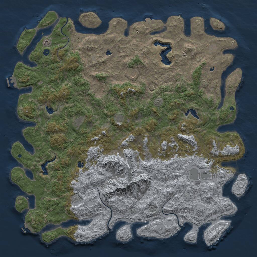 Rust Map: Procedural Map, Size: 6000, Seed: 76455, 17 Monuments