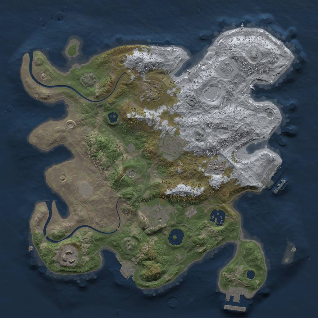 Rust Map: Procedural Map, Size: 3000, Seed: 1736297060, 12 Monuments