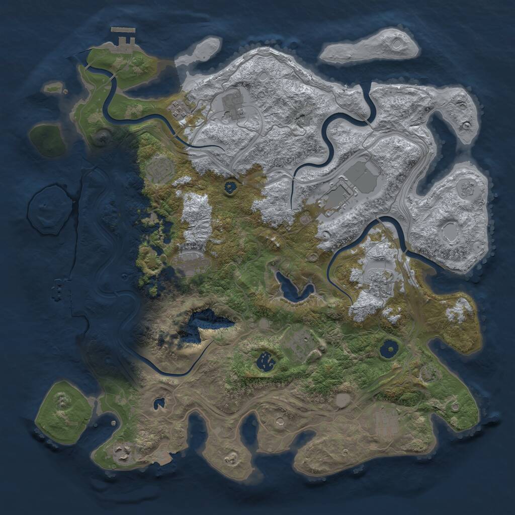 Rust Map: Procedural Map, Size: 4250, Seed: 58176450, 16 Monuments