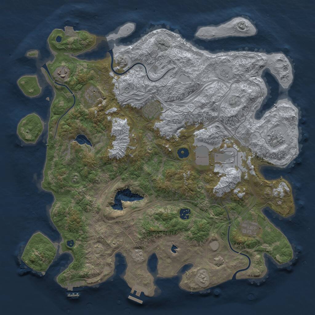 Rust Map: Procedural Map, Size: 4250, Seed: 58176450, 14 Monuments