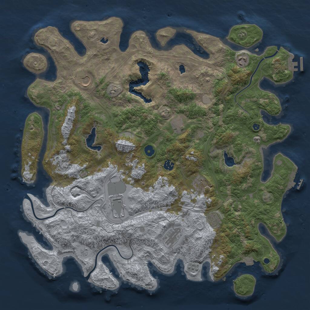 Rust Map: Procedural Map, Size: 4500, Seed: 624478960, 16 Monuments