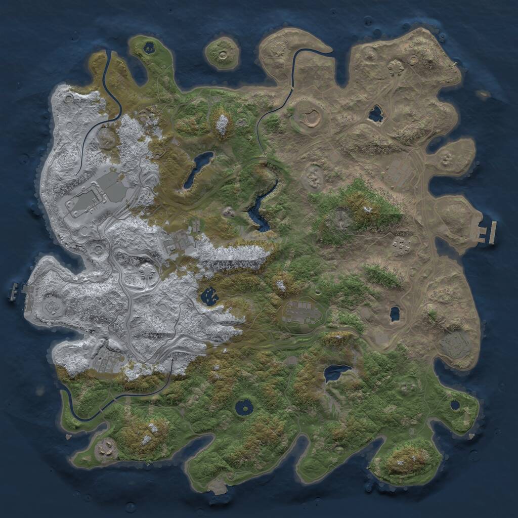 Rust Map: Procedural Map, Size: 4500, Seed: 507641634, 17 Monuments