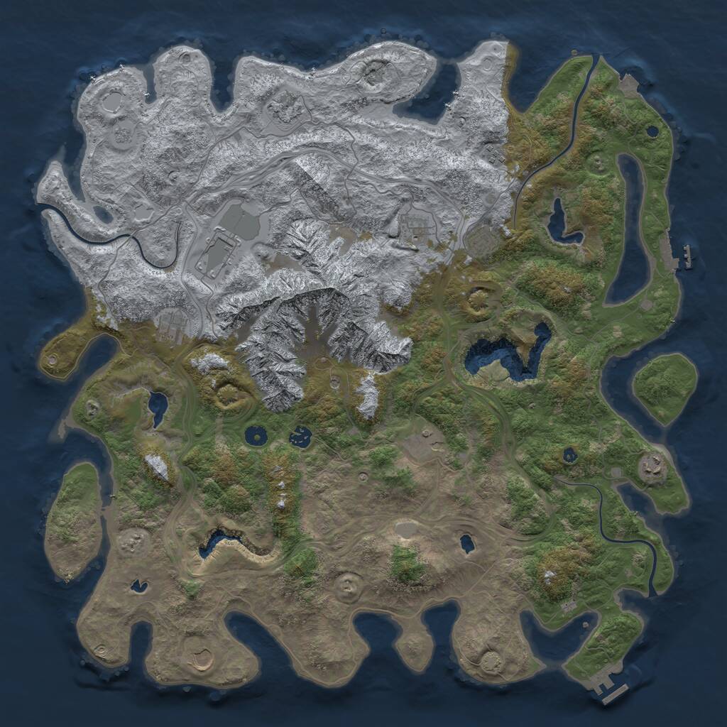 Rust Map: Procedural Map, Size: 5000, Seed: 823229334, 16 Monuments