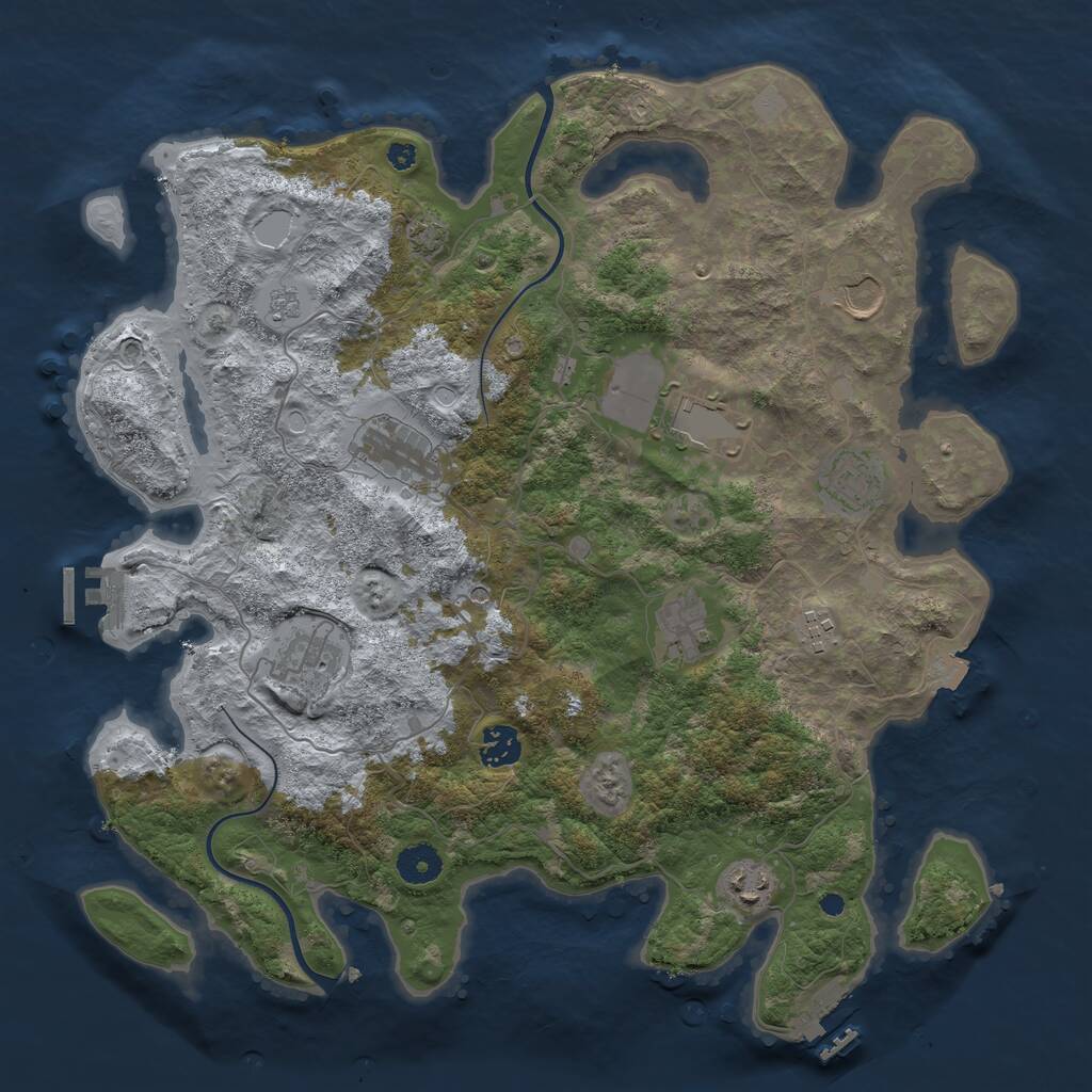 Rust Map: Procedural Map, Size: 3850, Seed: 748252684, 15 Monuments