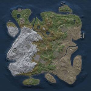 Thumbnail Rust Map: Procedural Map, Size: 3600, Seed: 990315, 13 Monuments