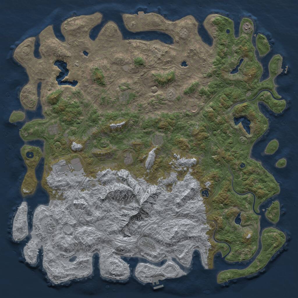 Rust Map: Procedural Map, Size: 6000, Seed: 853299250, 17 Monuments