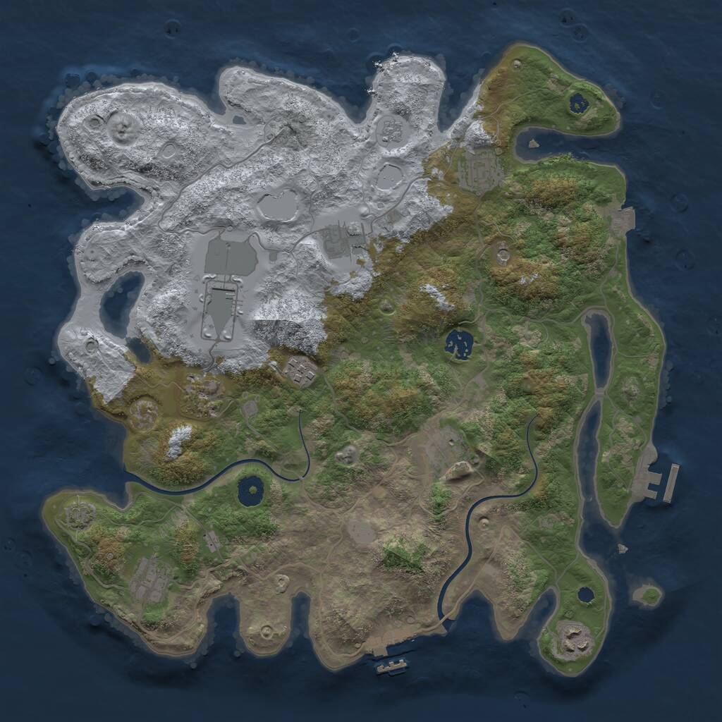 Rust Map: Procedural Map, Size: 3750, Seed: 274370152, 15 Monuments