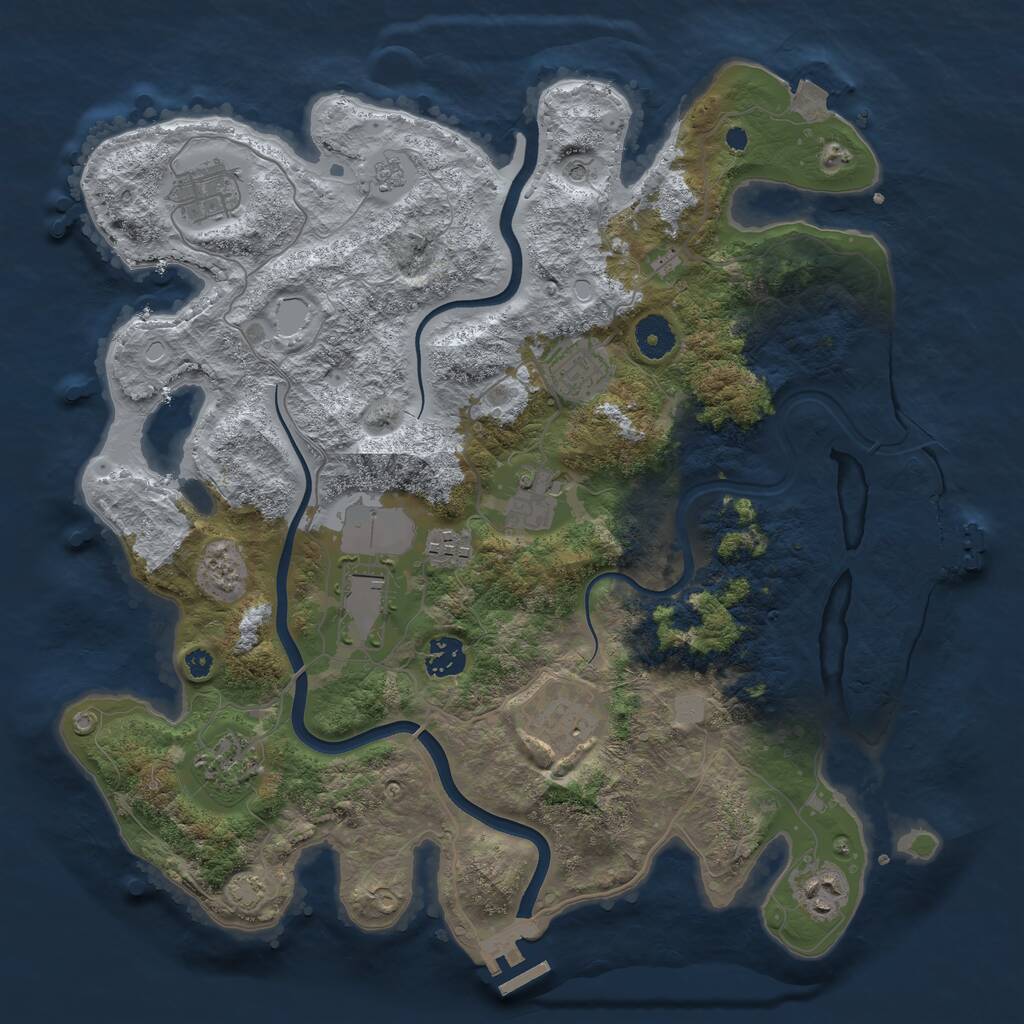 Rust Map: Procedural Map, Size: 3750, Seed: 274370152, 15 Monuments