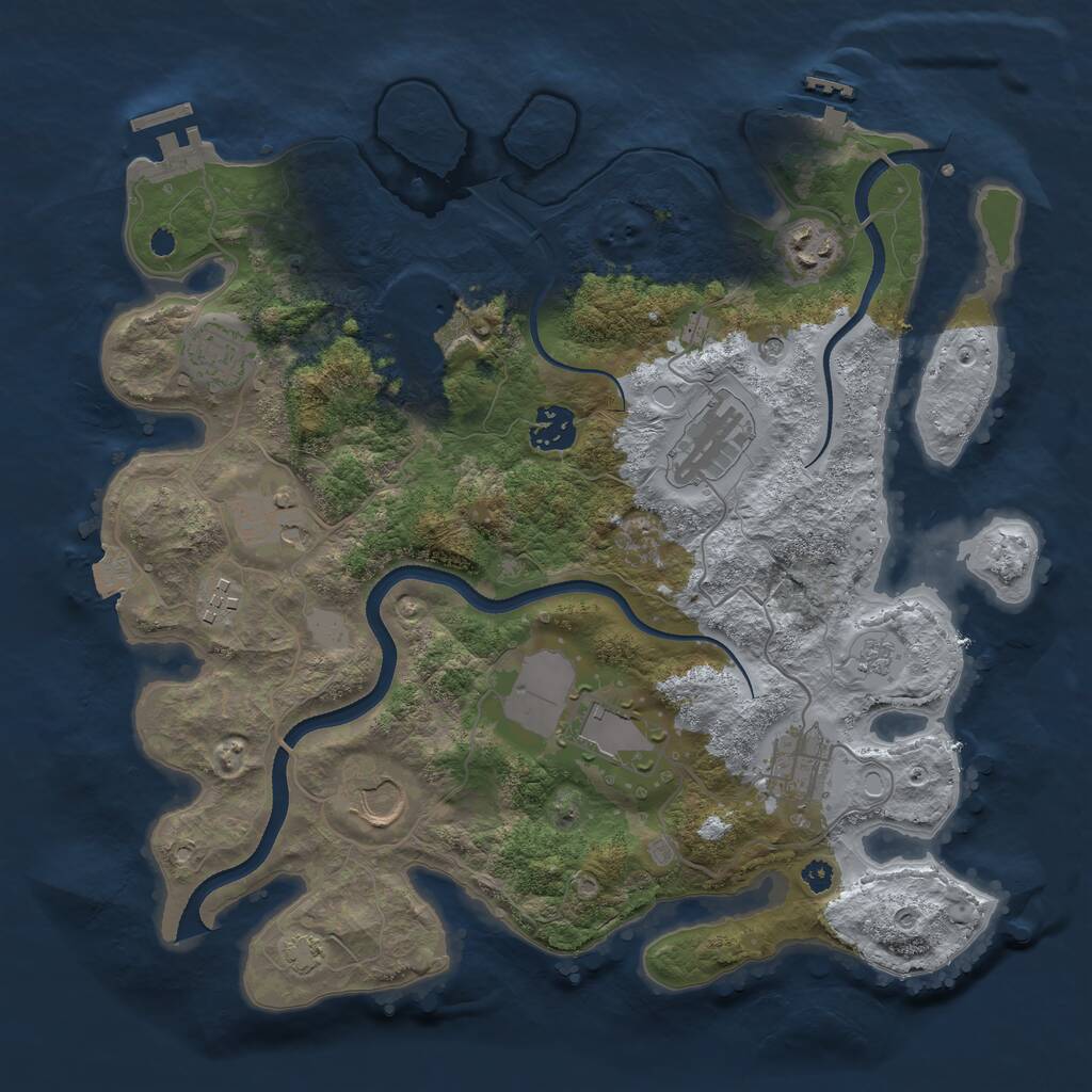 Rust Map: Procedural Map, Size: 3500, Seed: 1694604840, 16 Monuments