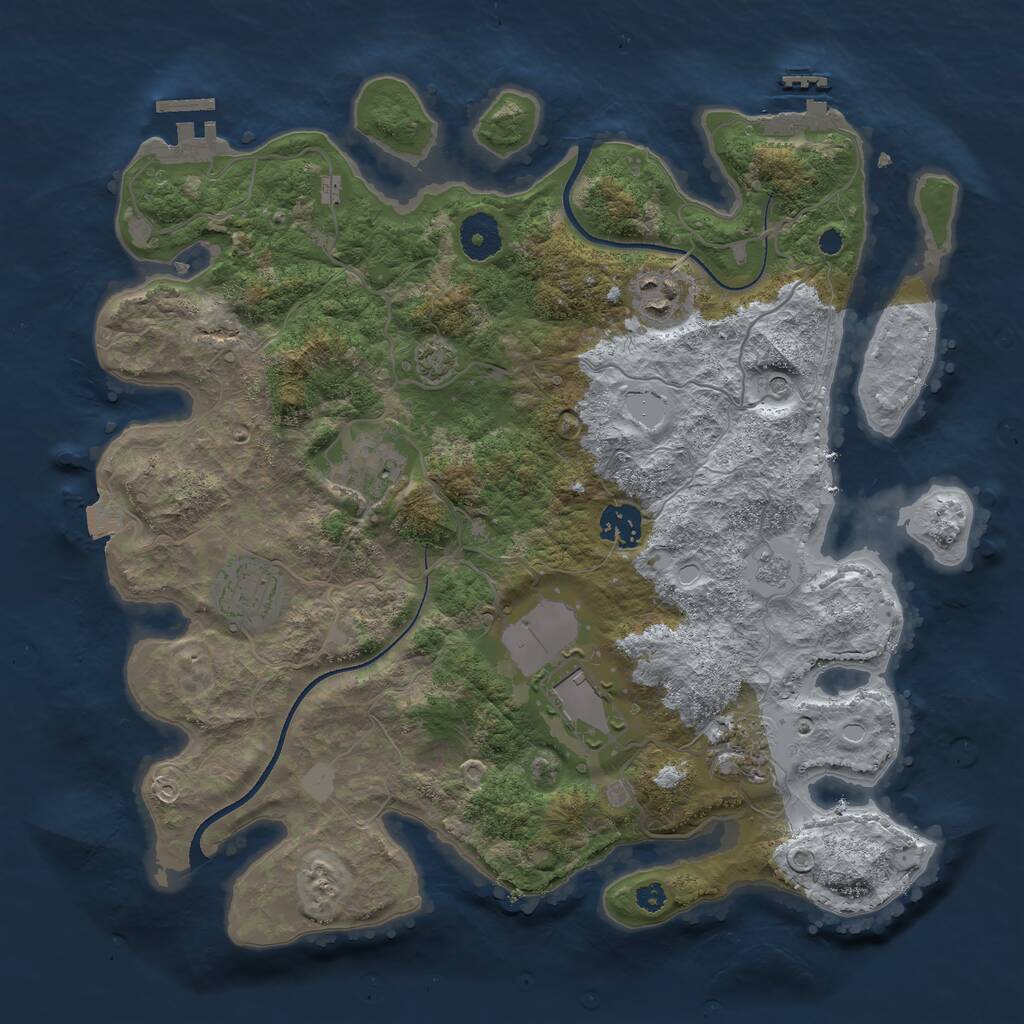 Rust Map: Procedural Map, Size: 3500, Seed: 1694604840, 12 Monuments