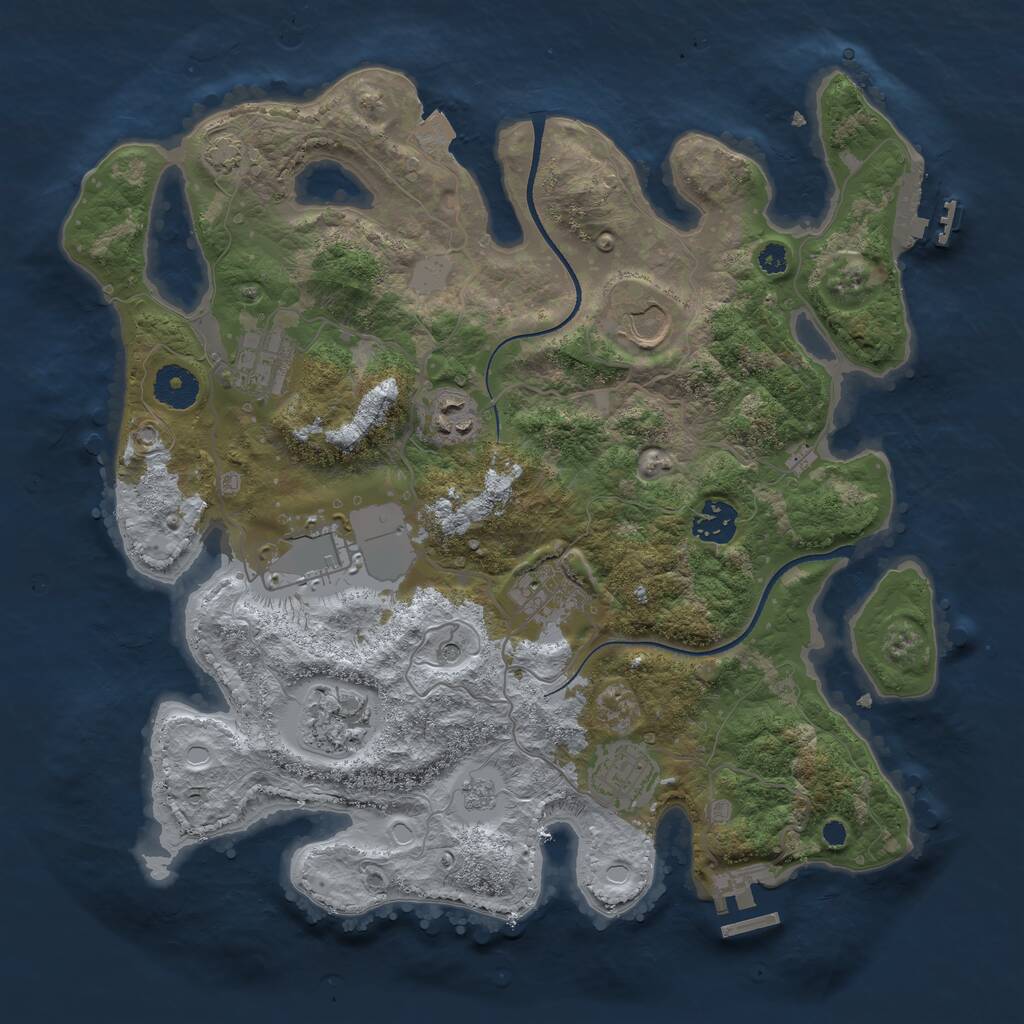 Rust Map: Procedural Map, Size: 3500, Seed: 659237919, 14 Monuments