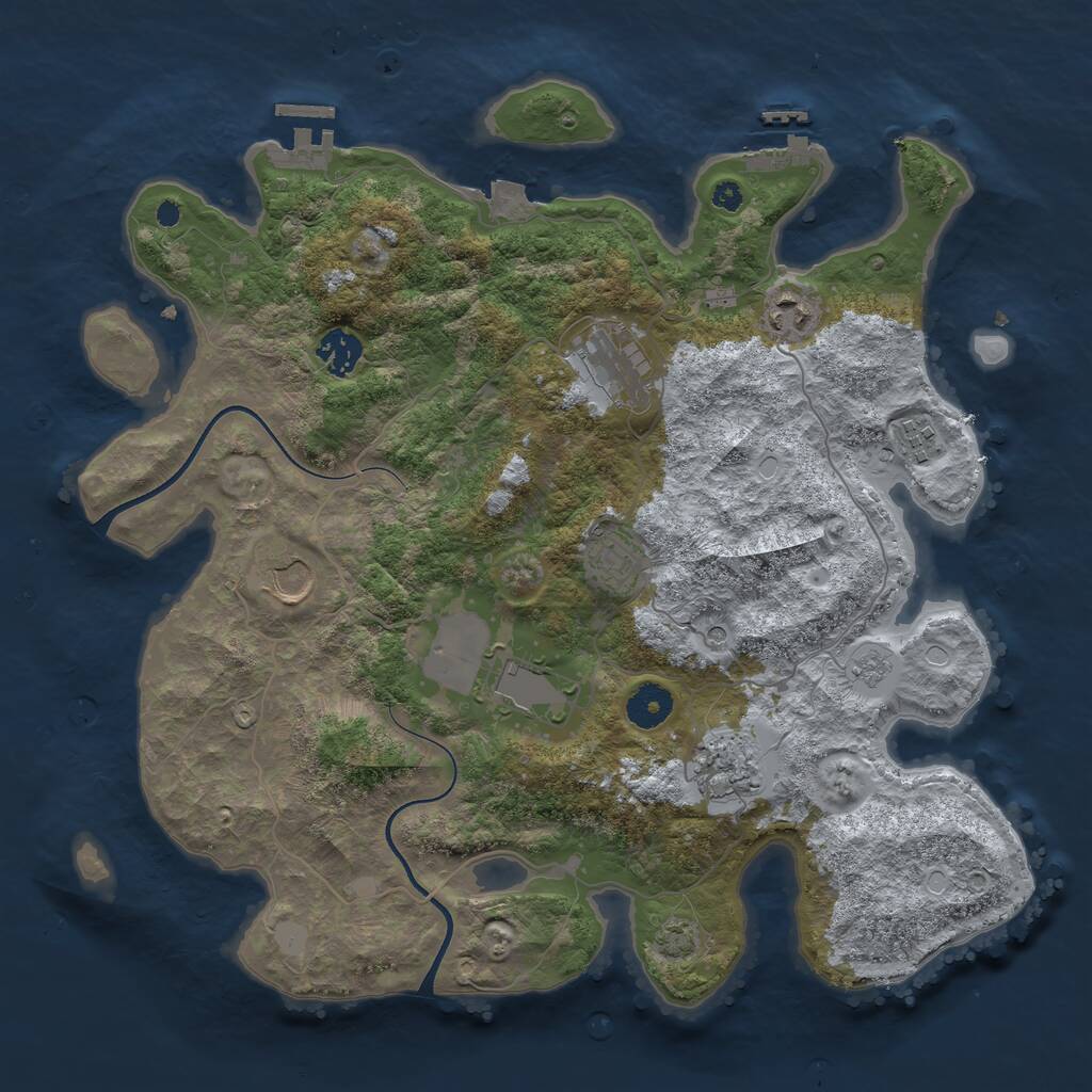 Rust Map: Procedural Map, Size: 3700, Seed: 502302333, 14 Monuments