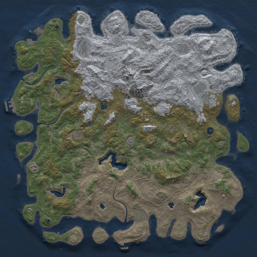 Rust Map: Procedural Map, Size: 5500, Seed: 65187, 16 Monuments