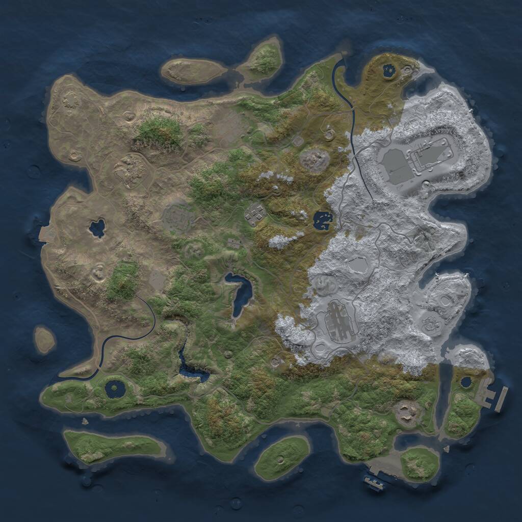 Rust Map: Procedural Map, Size: 4000, Seed: 37488629, 14 Monuments