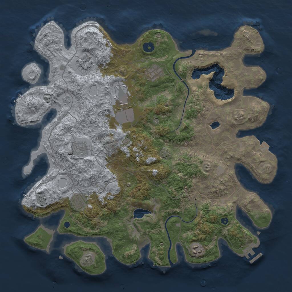 Rust Map: Procedural Map, Size: 4000, Seed: 469458, 12 Monuments