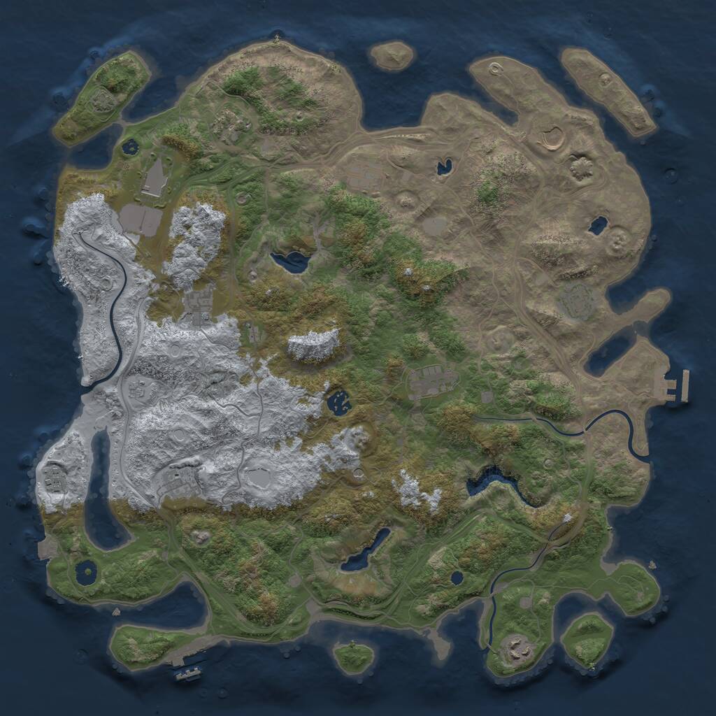 Rust Map: Procedural Map, Size: 4500, Seed: 1320113460, 17 Monuments