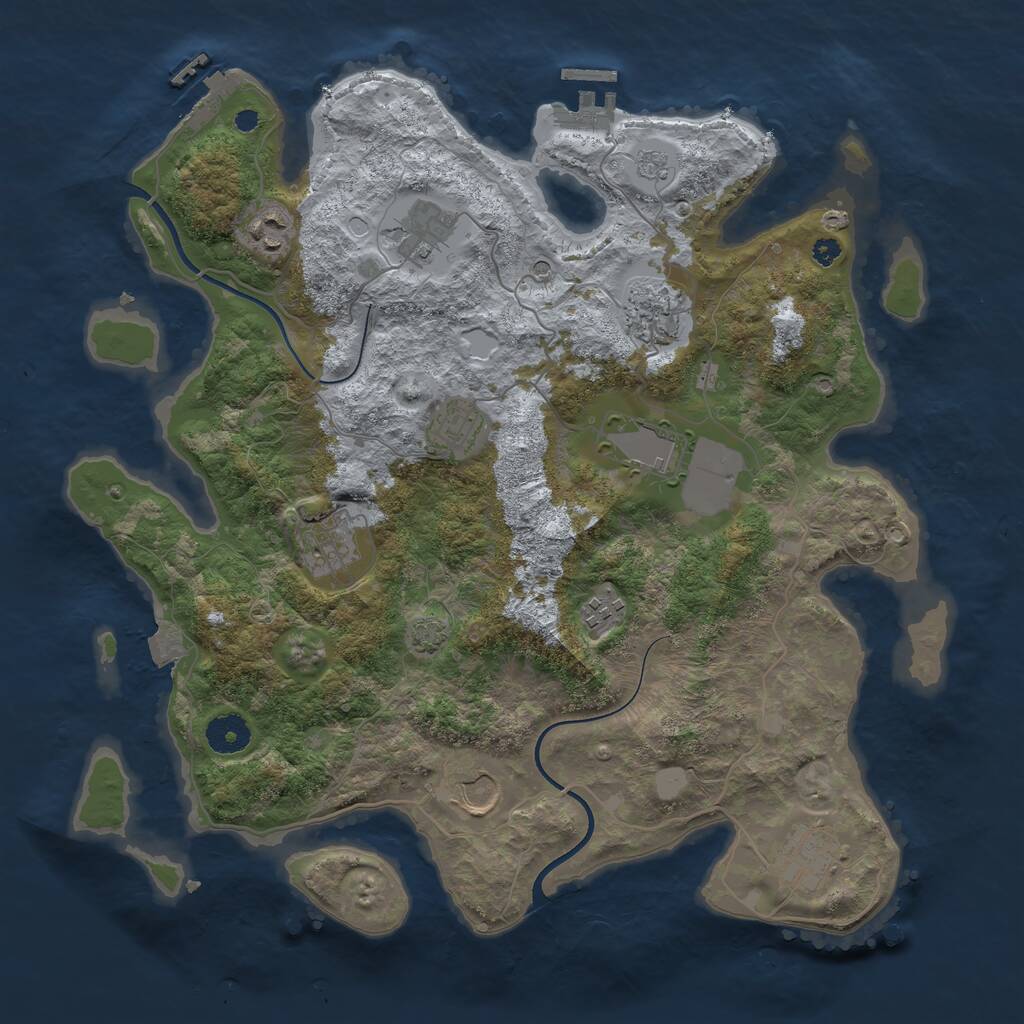 Rust Map: Procedural Map, Size: 3700, Seed: 1530508289, 15 Monuments