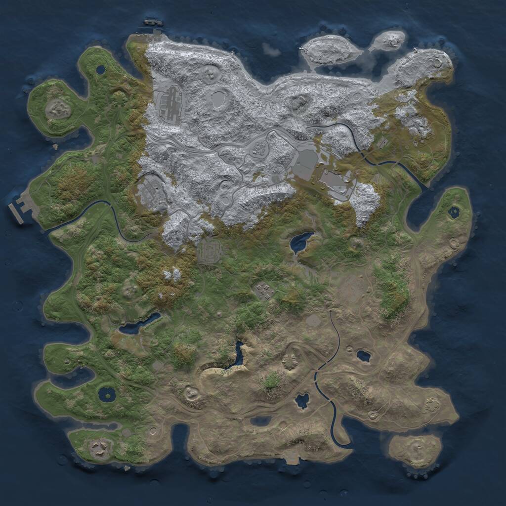 Rust Map: Procedural Map, Size: 4500, Seed: 14592454, 14 Monuments