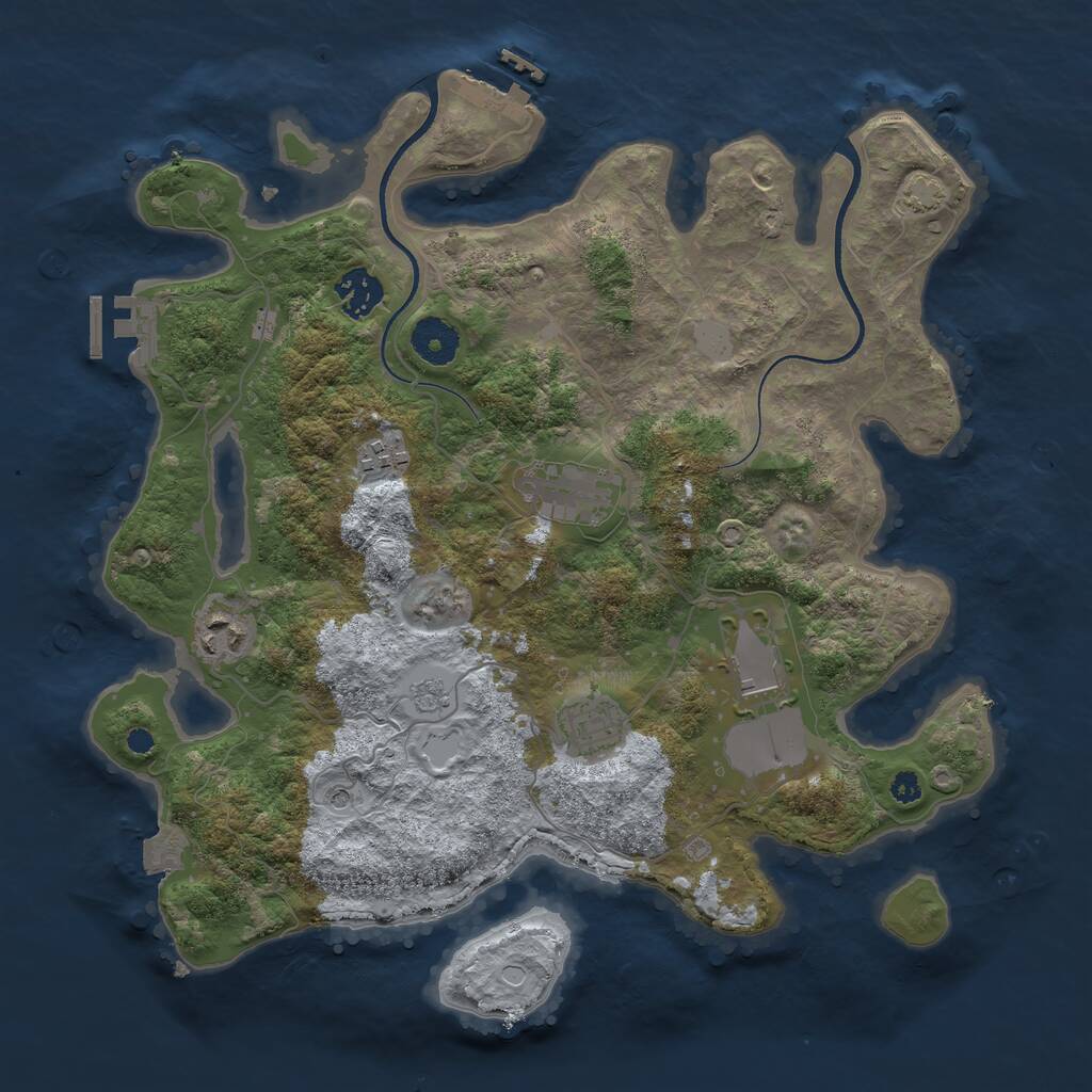 Rust Map: Procedural Map, Size: 3500, Seed: 48427323, 12 Monuments