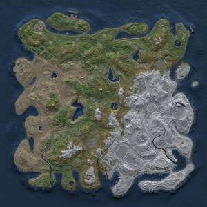 Thumbnail Rust Map: Procedural Map, Size: 4500, Seed: 427701054, 16 Monuments