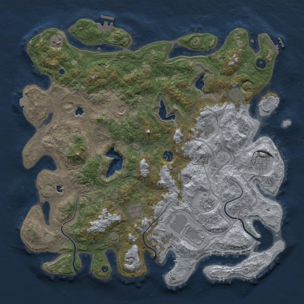 Rust Map: Procedural Map, Size: 4500, Seed: 427701054, 16 Monuments