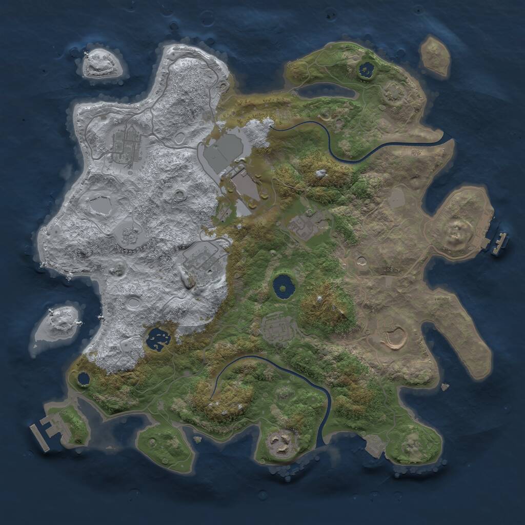 Rust Map: Procedural Map, Size: 3500, Seed: 834744418, 14 Monuments