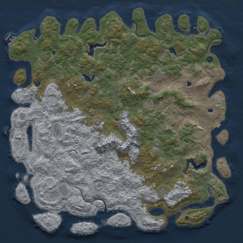 Rust Map: Procedural Map, Size: 6000, Seed: 1887757107, 16 Monuments