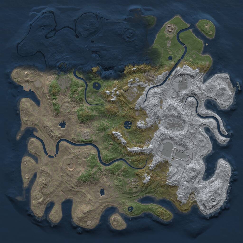 Rust Map: Procedural Map, Size: 4500, Seed: 72386920, 16 Monuments
