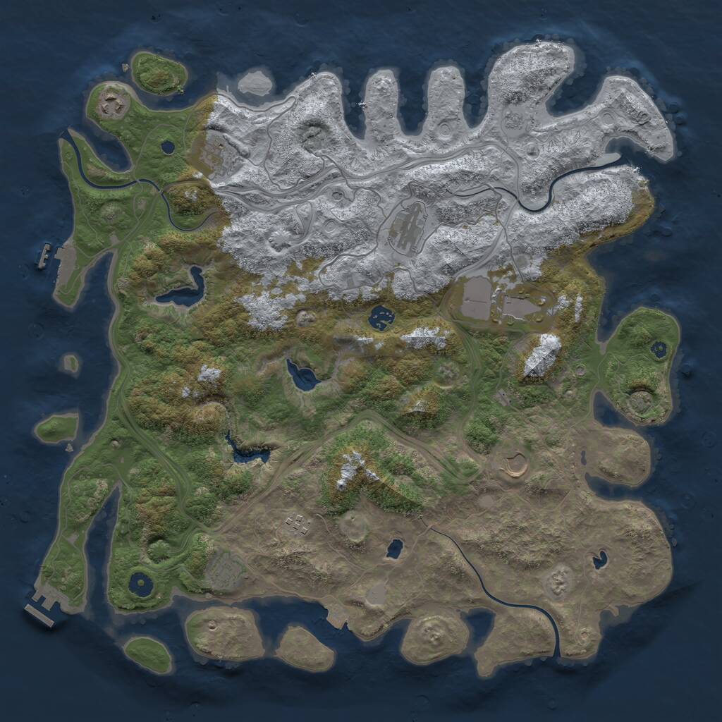 Rust Map: Procedural Map, Size: 4500, Seed: 1995666056, 14 Monuments