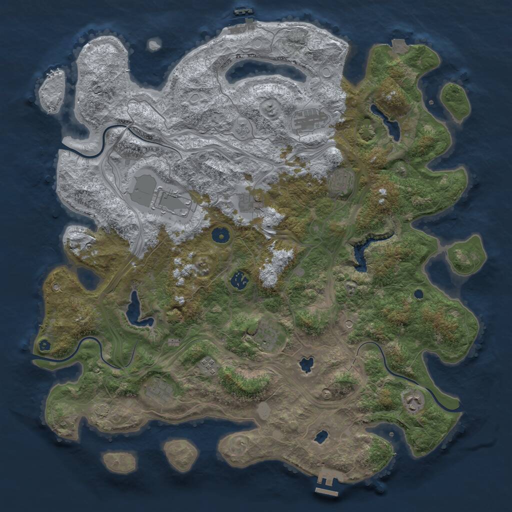 Rust Map: Procedural Map, Size: 4500, Seed: 2102697172, 15 Monuments