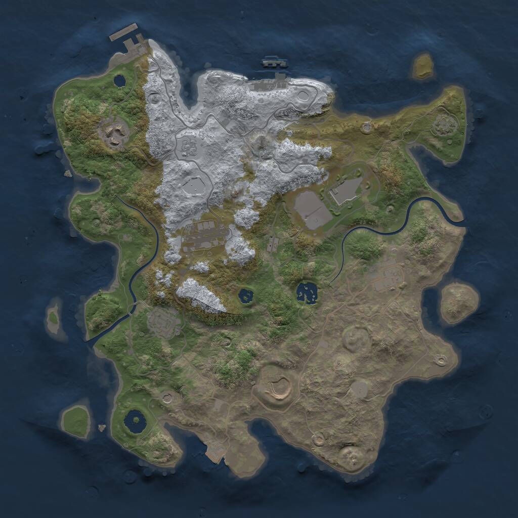 Rust Map: Procedural Map, Size: 3500, Seed: 275025577, 13 Monuments