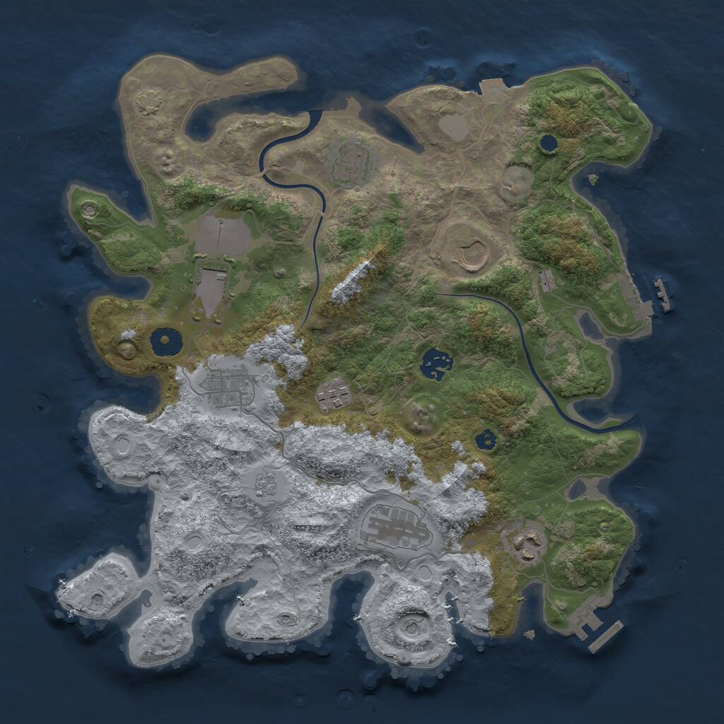 Rust Map: Procedural Map, Size: 3500, Seed: 1290431460, 14 Monuments