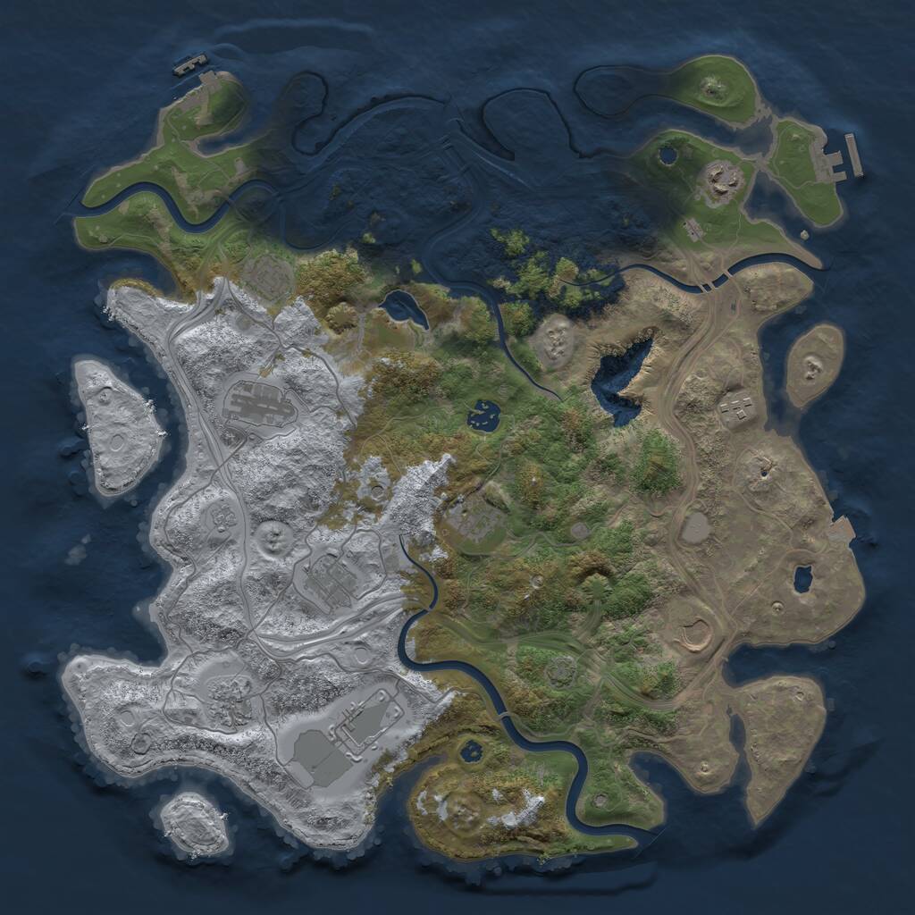 Rust Map: Procedural Map, Size: 4250, Seed: 1189389294, 16 Monuments