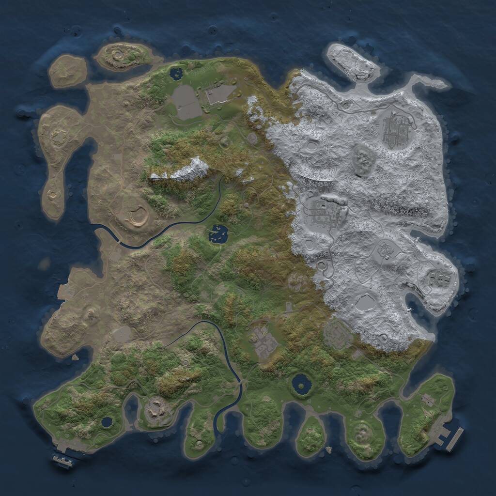 Rust Map: Procedural Map, Size: 3800, Seed: 558104642, 15 Monuments