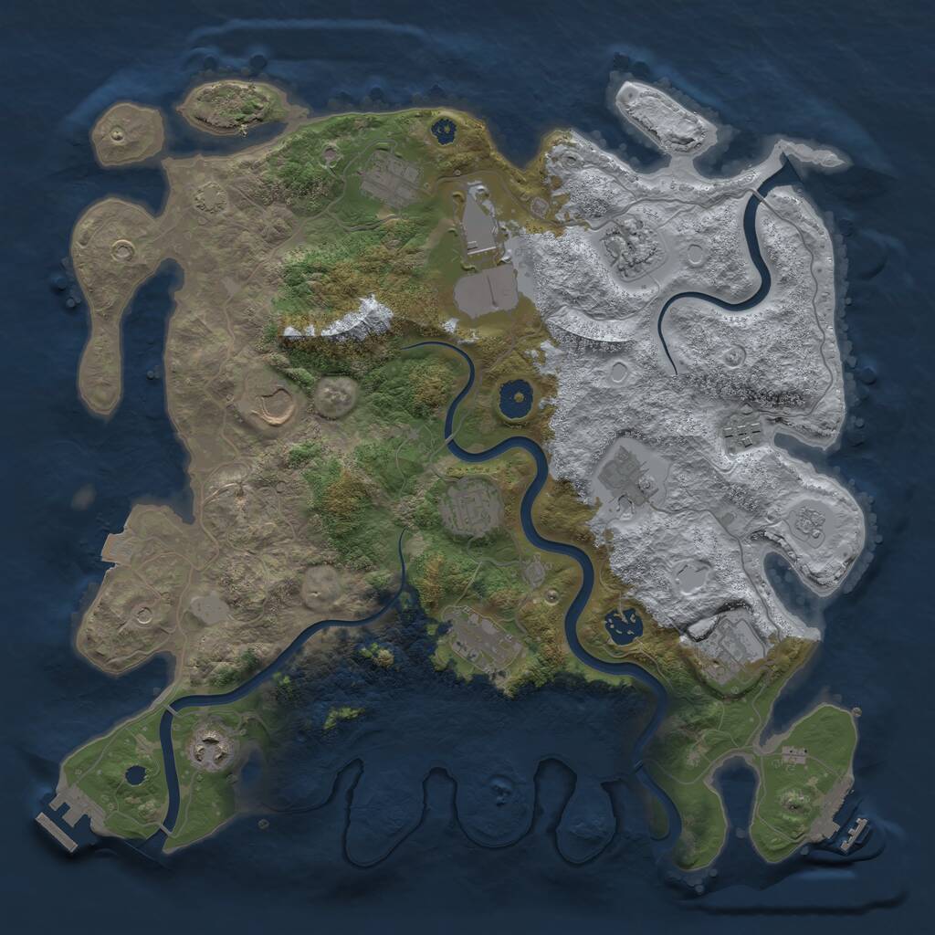 Rust Map: Procedural Map, Size: 3800, Seed: 558104642, 17 Monuments