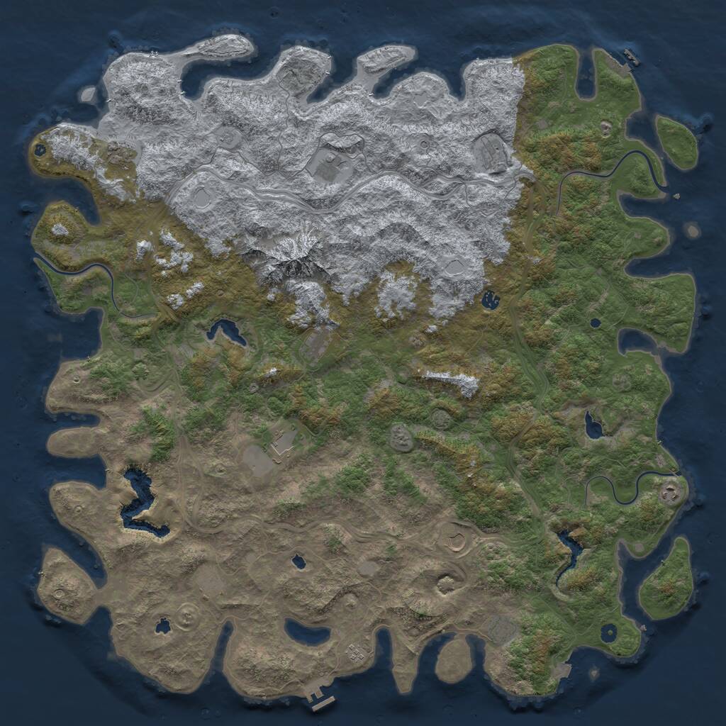 Rust Map: Procedural Map, Size: 6000, Seed: 2044331897, 17 Monuments